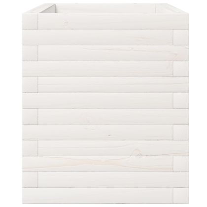 Градински сандък, бял, 110x40x49,5 см, масивна борова дървесина