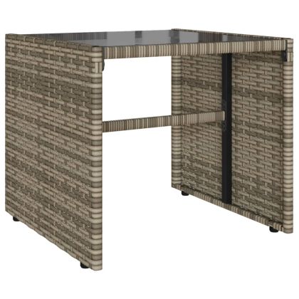 Градински диван с възглавници от 4 части сив полиратан