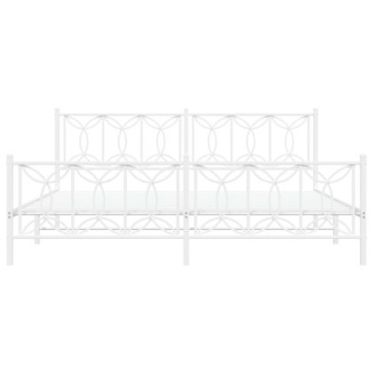 Метална рамка за легло с горна и долна табла, бяла, 193x203 см