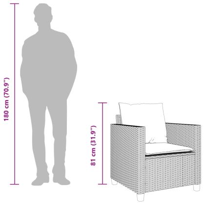Бистро комплект с възглавници 3 части черен полиратан