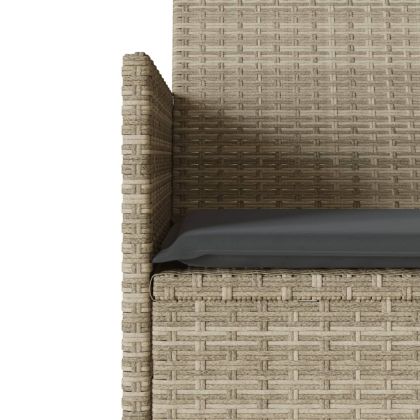 Градински диван 2-местен с маса/възглавници светлосив полиратан