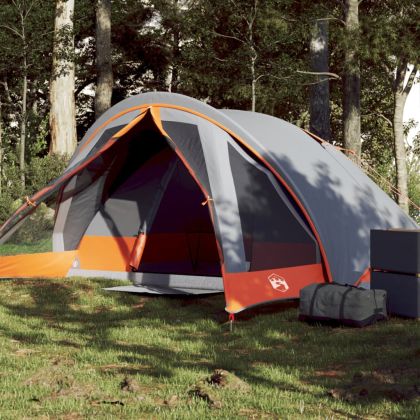 Къмпинг палатка кабинна за 4 души сиво и оранжево водоустойчива