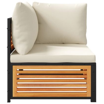 Градински ъглов диван с възглавници, акация масив