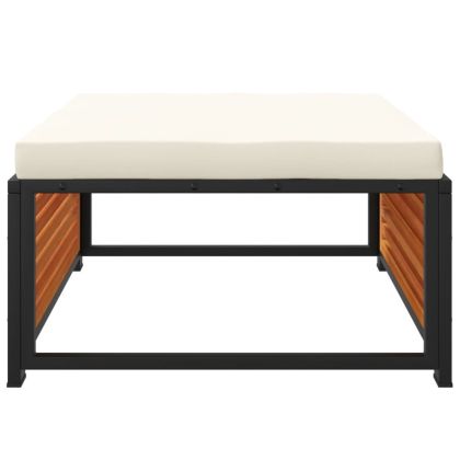 Градинска табуретка с възглавница 68x68x30 см акация масив