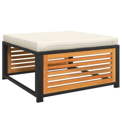 Градинска табуретка с възглавница 68x68x30 см акация масив