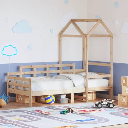 Дневно легло с покрив, 90x200 см, борово дърво масив