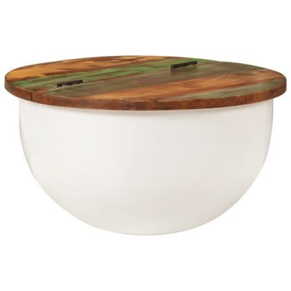 Маса за кафе, бяла, 50x27 см, регенерирано дърво масив