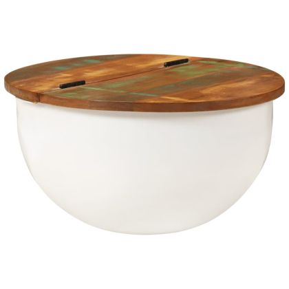 Маса за кафе, бяла, 50x27 см, регенерирано дърво масив