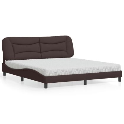 Легло с матрак, тъмнокафяво, 180x200 см, плат