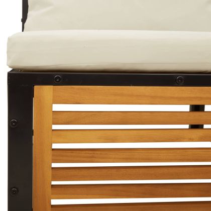 Градински комплект диван с възглавници, 5 части, акация масив