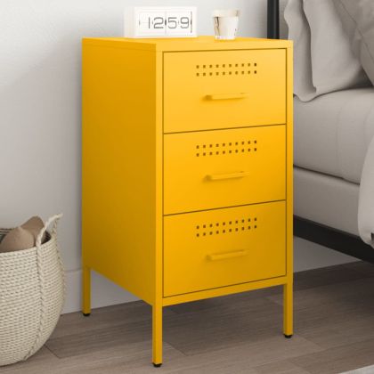 Нощно шкафче, жълто, 36x39x68 см, студеновалцувана стомана