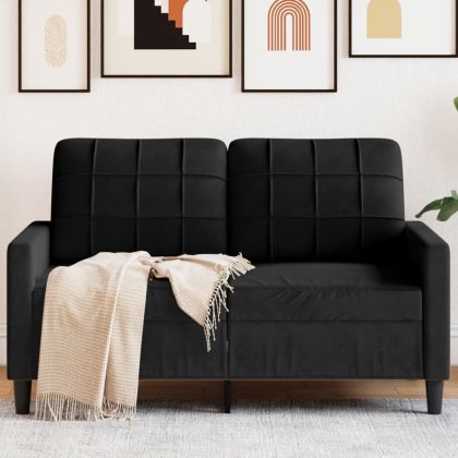 2-местен диван, черен, 120 см, кадифе