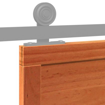 Плъзгаща се врата восъчнокафяво 100x208 см масивно борово дърво