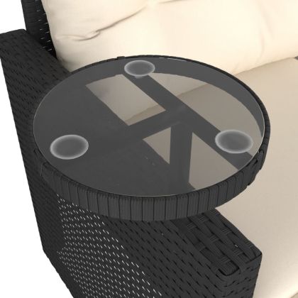 Градински комплект с възглавници, 3 части, черен полиратан