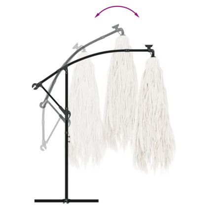 Градински чадър със стоманен прът, бял, 246x246x230 см