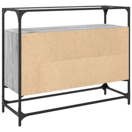 Бюфет със стъклен плот, сив сонома, 98x35x81см, инженерно дърво