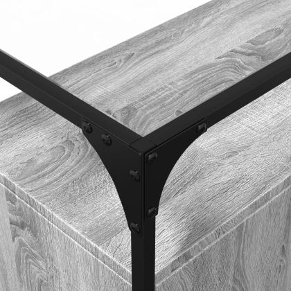 Бюфет със стъклен плот, сив сонома, 98x35x81см, инженерно дърво