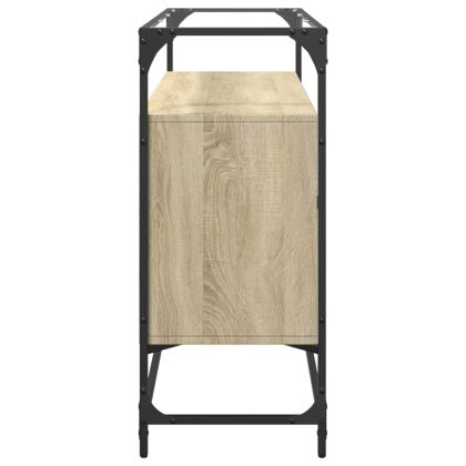 Бюфет със стъклен плот, дъб сонома, 98x35x81см, инженерно дърво