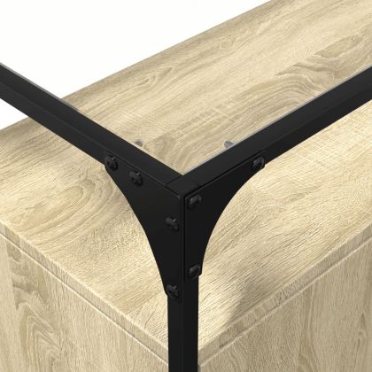 Бюфет със стъклен плот, дъб сонома, 98x35x81см, инженерно дърво