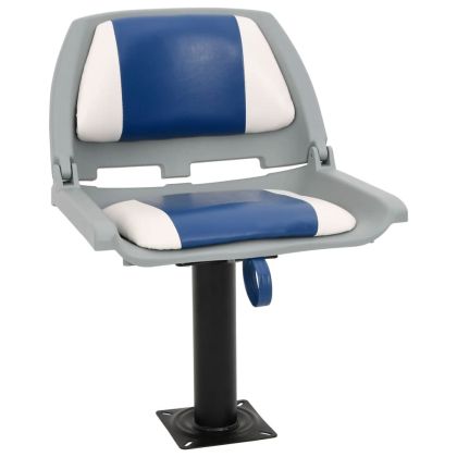 Сгъваема седалка за лодка от 2 части синьо и бяло 48x51x41 см
