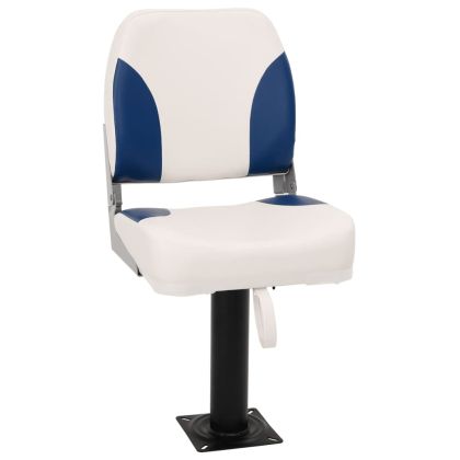 Сгъваема седалка за лодка от 2 части синьо и бяло 41x36x48 см
