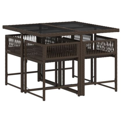 Градински комплект с възглавници 5 части кафяв полиратан