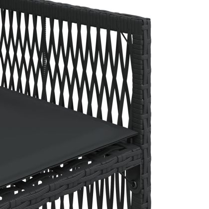 Градински столове с възглавници, 4 бр, черен, полиратан