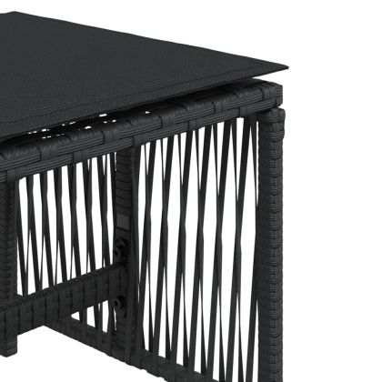 Външни табуретки с възглавници 4 бр черни 41x41x36 см полиратан