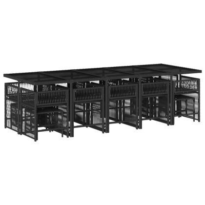 Градински комплект с възглавници 15 части полиратан черен