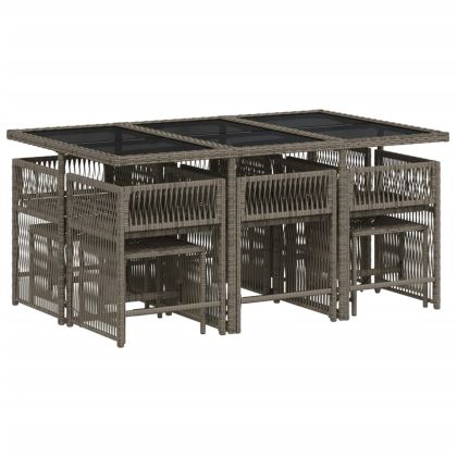 Градински комплект с възглавници 11 части сив полиратан