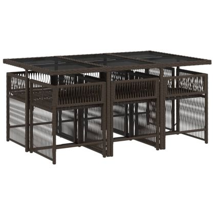 Градински трапезен комплект възглавници 7 части кафяв полиратан