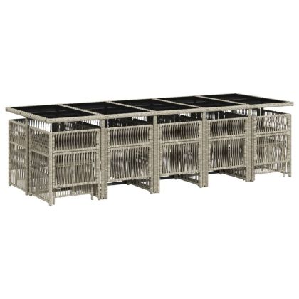 Градински комплект с възглавници 15 части полиратан светлосив