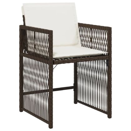 Градински столове с възглавници, 4 бр, кафяви, полиратан