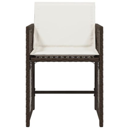 Градински столове с възглавници, 4 бр, кафяви, полиратан