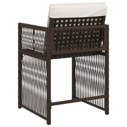 Градински столове с възглавници, 4 бр, кафяви, полиратан