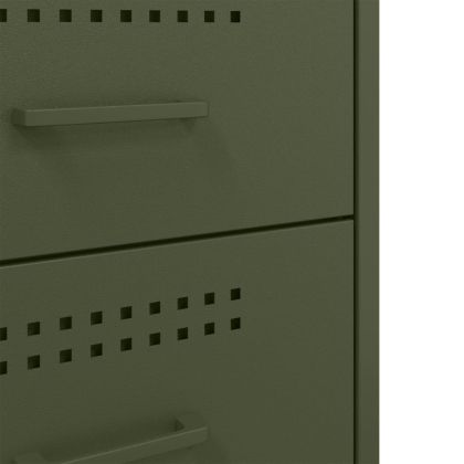 Нощни шкафчета, 2 бр, маслиненозелени, 36x39x68 см, стомана