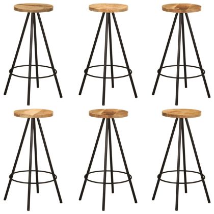 Бар комплект от 7 части, масивна мангова дървесина