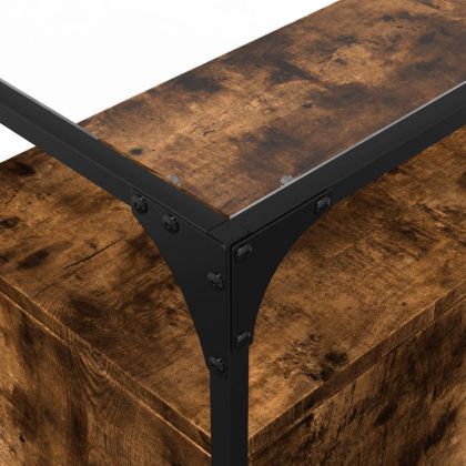 Бюфет със стъклен плот, опушен дъб, 98x35x81см, инженерно дърво