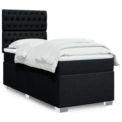 Боксспринг легло с матрак, черна, 90x190 см, плат