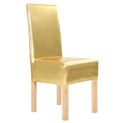 6 бр калъфа за прави столове, еластични, златисти