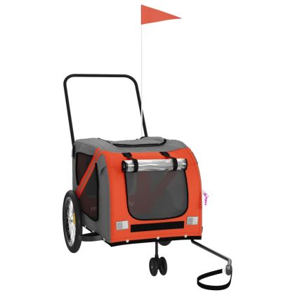 Ремарке за колело за любимци оранжев и сив Оксфорд плат желязо