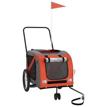 Ремарке за колело за любимци оранжев и сив Оксфорд плат желязо