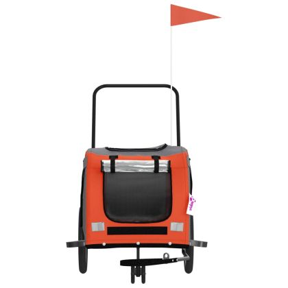 Ремарке за колело за любимци оранжев и сив Оксфорд плат желязо