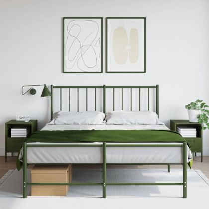 Нощни шкафчета 2 бр маслиненозелени 36x39x50,5 см стомана