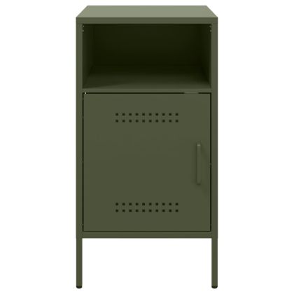 Нощни шкафчета, 2 бр, маслиненозелени, 36x39x68 см, стомана