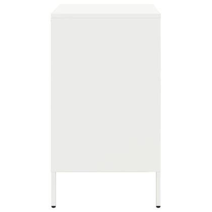 Нощни шкафчета, 2 бр, бели, 36x39x68 см, стомана