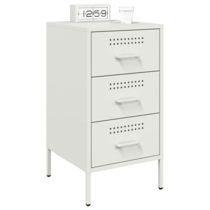 Нощни шкафчета, 2 бр, бели, 36x39x68 см, стомана