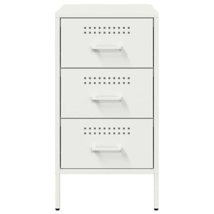 Нощни шкафчета, 2 бр, бели, 36x39x68 см, стомана