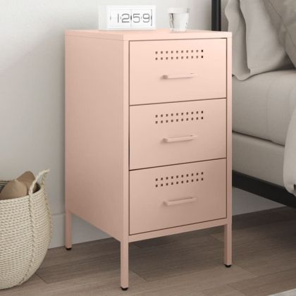 Нощно шкафче, розово, 36x39x68 см, студеновалцувана стомана
