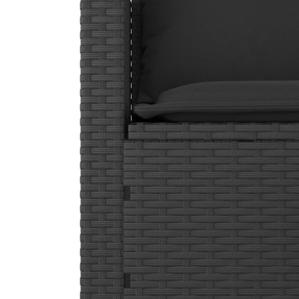 Градински комплект с възглавници, 3 части, черен полиратан